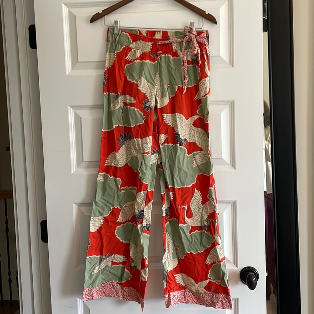Lilka Anthropologie Crane Print Lounge Pants